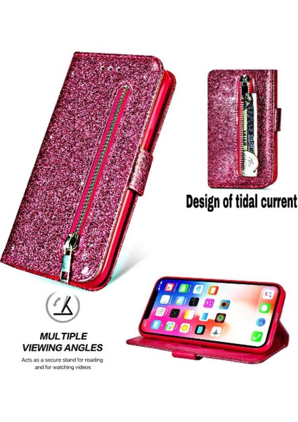 IPhone x Için Fermuarlı Cebi Durumda/iphone Xs Glitter Cüzdan Kılıf Kart Tutucu (Yurt Dışından) indirimleri