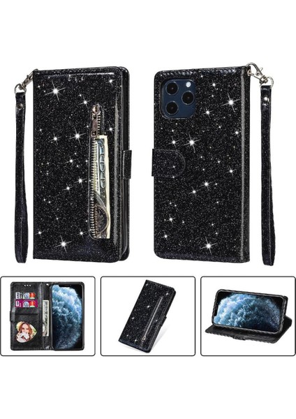 IPhone 12 Pro Max Pu Deri Manyetik Kapatma Için Fermuarlı Cebi Durumda (Yurt Dışından)