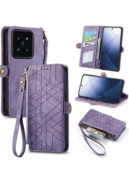 Xiaomi 14T Darbeye Cüzdan Basit Iş Deri Kılıf Için Flip Case (Yurt Dışından)