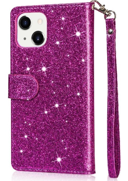 IPhone 13 Mini Manyetik Kapatma Glitter Cüzdan Pu Için Fermuarlı Cebi Durumda (Yurt Dışından)
