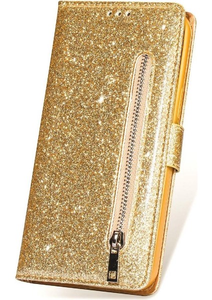 IPhone 11 Için Fermuarlı Cebi Durumda Pu Deri Manyetik Kapatma Glitter (Yurt Dışından) modelleri