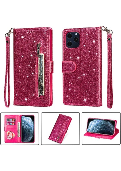 IPhone 11 Için Fermuarlı Cebi Durumda Pu Deri Manyetik Kapatma Glitter (Yurt Dışından)