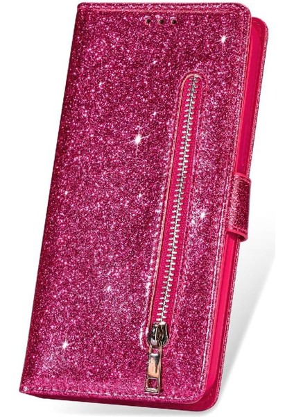 IPhone 11 Için Fermuarlı Cebi Durumda Pu Deri Manyetik Kapatma Glitter (Yurt Dışından) modelleri