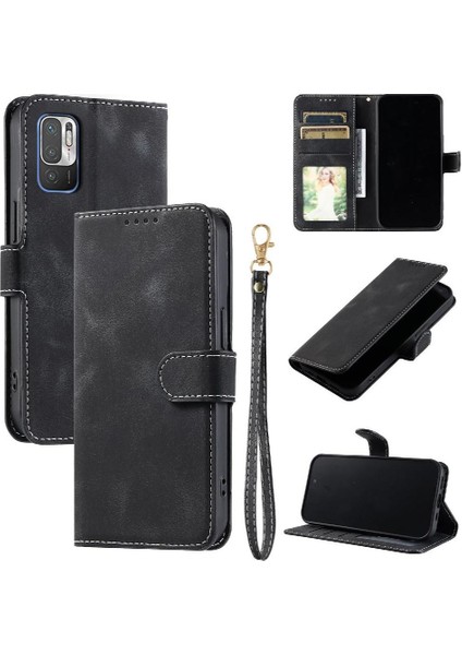 Xiaomi Redmi Not 10 Için Flip Case 5g Kickstand Manyetik Bilek Kayışı Pu (Yurt Dışından)