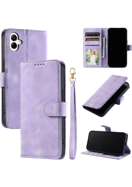 Samsung Galaxy A05 Kickstand Pu Deri Manyetik Bilek Kayışı Için Flip Case (Yurt Dışından)