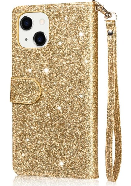 IPhone 13 Mini Manyetik Kapatma Glitter Cüzdan Pu Için Fermuarlı Cebi Durumda (Yurt Dışından)