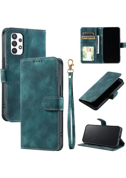 Samsung Galaxy Flip 4g/5g Bilek Kayışı Pu Deri Kickstand Için Flip Case (Yurt Dışından)