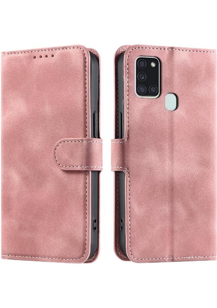 Samsung Galaxy A21S Kickstand Manyetik Bilek Kayışı Cüzdan Pu Için Flip Case (Yurt Dışından)