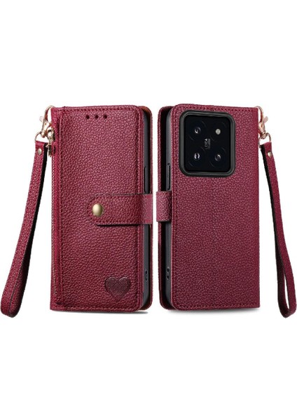 Xiaomi 14T Darbeye Fermuar Cüzdan Deri Kılıf Aşk Için Flip Case (Yurt Dışından)