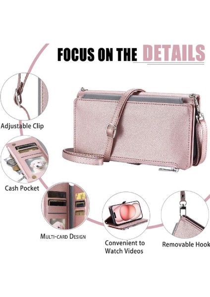 IPhone 12 Için Crossbody Durumda Mini Durumda Cüzdan Rfıd Engelleme 9 Kart Yuvaları (Yurt Dışından)