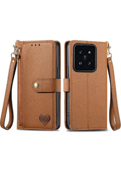 Xiaomi 14T Darbeye Fermuar Cüzdan Deri Kılıf Aşk Için Flip Case (Yurt Dışından)