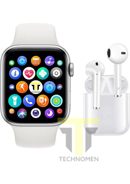 2 Yıl Akıllı Saat Plus + Kablosuz Kulaklık Ikili Beyaz Set Ios Android Watch 44 mm Ithalatçı G