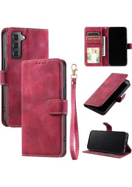 Samsung Galaxy S21 Kickstand Manyetik Cüzdan Kart Yuvaları Pu Için Flip Case (Yurt Dışından)