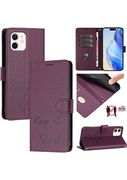 IPhone 12 Için Kılıf Mini Kart Tutucu Cüzdan Kapak Çevirin Rfıd Engelleme Pu (Yurt Dışından)