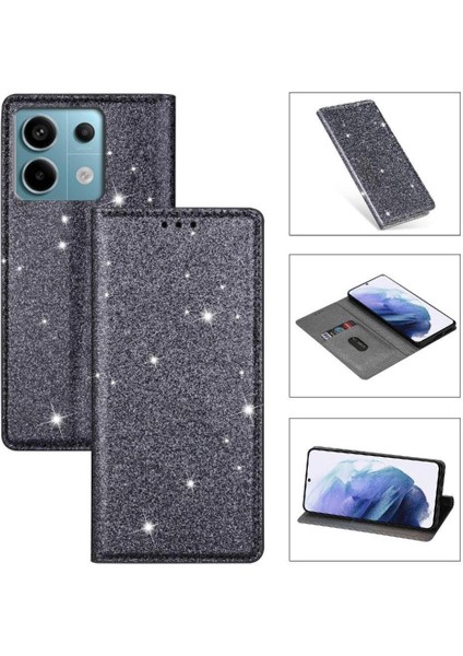 Xiaomi Redmi Not 13 Için Glitter Flip Case 4g Manyetik Kapatma Pu Deri (Yurt Dışından)