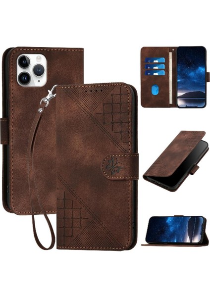 IPhone 11 Pro ve Kredi Kartı Yuvası Için Flip Case Kabartmalı Kelebek Yüksek (Yurt Dışından)