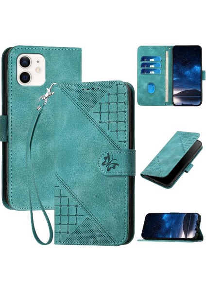 Ayrılabilir El Kayışı Kabartmalı Kelebek ile IPhone 12 Mini Için Flip Case (Yurt Dışından)