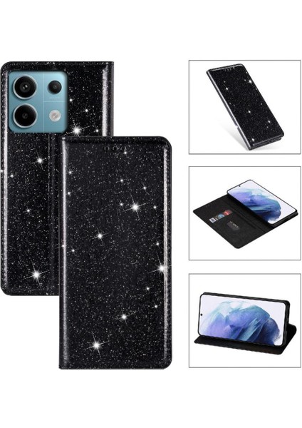 Xiaomi Redmi Not 13 Için Glitter Flip Case 4g Manyetik Kapatma Pu Deri (Yurt Dışından)