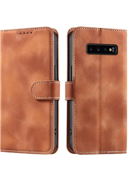 Samsung Galaxy S10 Bilek Kayışı Manyetik Cüzdan Kart Yuvaları Pu Için Flip Case (Yurt Dışından)