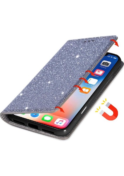 IPhone 16 Pro Max Manyetik Kapatma Flip Case Cüzdan Için Glitter Flip Case (Yurt Dışından)