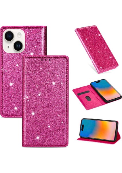 IPhone 15 Için Glitter Flip Case Artı Kart Tutucu Flip Case Cüzdan Pu (Yurt Dışından)