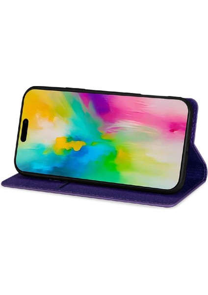 IPhone 16 Için Glitter Flip Case Artı Pu Deri Kart Tutucu Manyetik Kapak (Yurt Dışından)