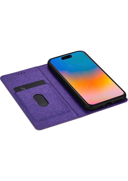IPhone 16 Için Glitter Flip Case Artı Pu Deri Kart Tutucu Manyetik Kapak (Yurt Dışından)