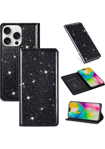 MY Boutique1 IPhone 16 Için Glitter Flip Case Pro Pu Deri Flip Case Cüzdan Manyetik (Yurt Dışından)