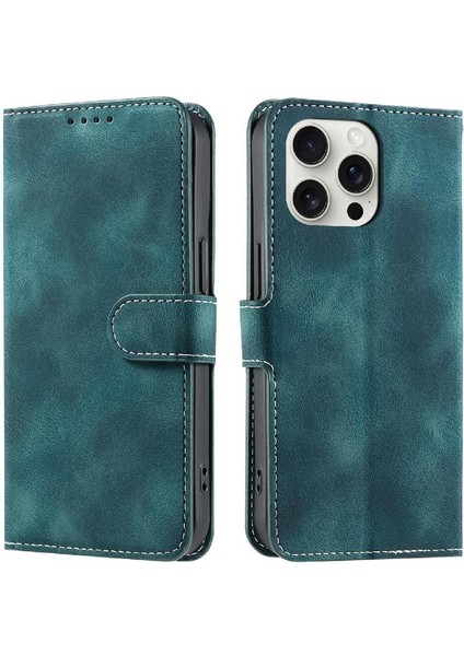 IPhone 15 Için Flip Case Pro Max Pu Deri Kickstand Manyetik Cüzdan Kart (Yurt Dışından)
