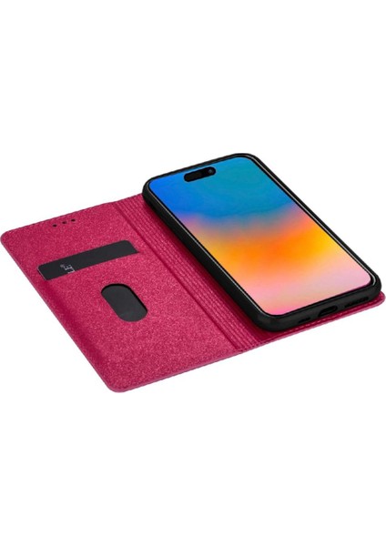 IPhone 16 Için Glitter Flip Case Artı Pu Deri Kart Tutucu Manyetik Kapak (Yurt Dışından)