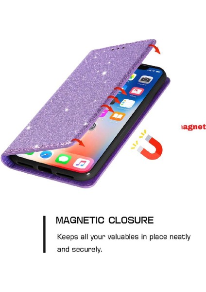 IPhone 14 Için Glitter Flip Case Pro Max Flip Case Cüzdan Pu Deri Kart (Yurt Dışından)