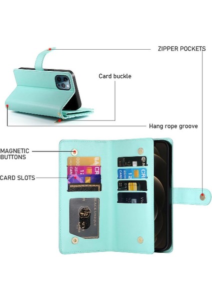 IPhone 12 Için Flip Case Pro Max Crossbody Kayış Iş Standı Cüzdan (Yurt Dışından)