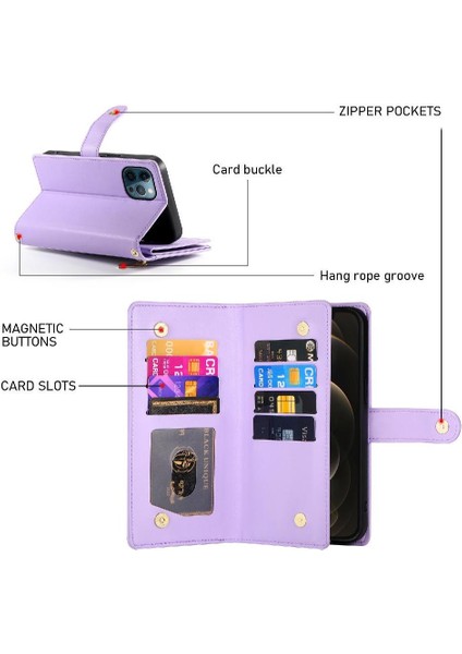 IPhone 12 Için Flip Case Pro Max Crossbody Kayış Iş Standı Cüzdan (Yurt Dışından)