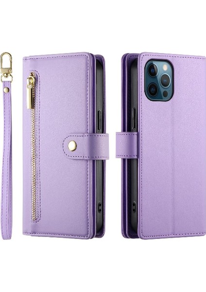 IPhone 12 Için Flip Case Pro Max Crossbody Kayış Iş Standı Cüzdan (Yurt Dışından)