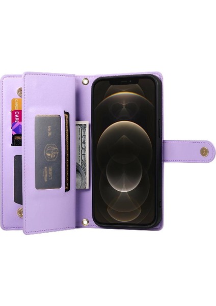 IPhone 12 Için Flip Case Pro Max Crossbody Kayış Iş Standı Cüzdan (Yurt Dışından)