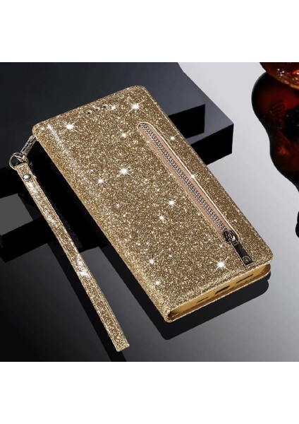Xiaomi Redmi Not 13 Için Fermuarlı Cebi Durumda 4g Glitter Cüzdan Kılıf Kartı (Yurt Dışından)