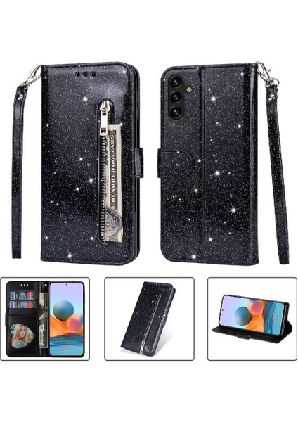 Samsung Galaxy A05 Manyetik Kapatma Kart Tutucu Için Fermuarlı Cebi Durumda (Yurt Dışından)