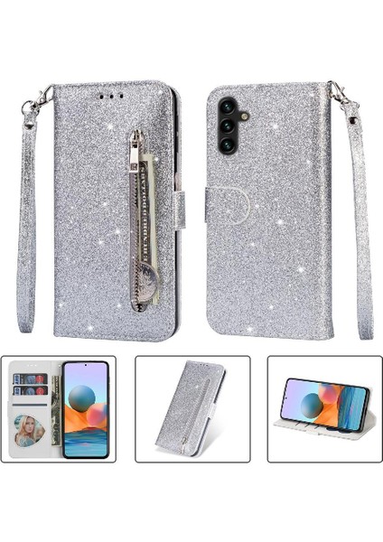 Samsung Galaxy A05 Manyetik Kapatma Kart Tutucu Için Fermuarlı Cebi Durumda (Yurt Dışından)