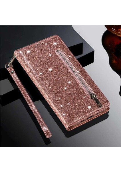 Xiaomi Redmi Not 13 Için Fermuarlı Cebi Durumda 4g Glitter Cüzdan Kılıf Kartı (Yurt Dışından)