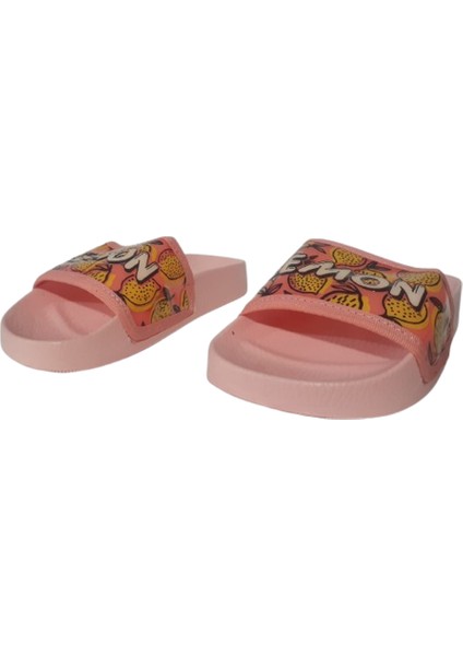 Kız Çocuk Pembe Sarı Limonlu Ultra Hafif Günlük Terlik GZEER10-11