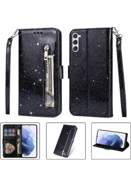 Samsung Galaxy S24 Artı Manyetik Kapatma Pu Kılıf Için Fermuarlı Cebi Durumda (Yurt Dışından)