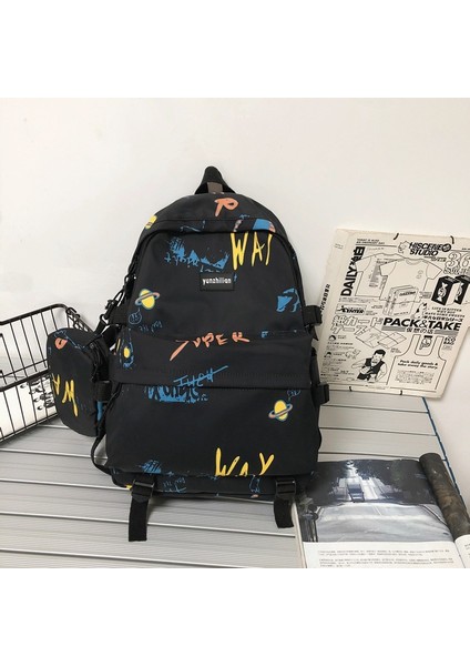 Kişiselleştirilmiş Grafiti Büyük Kapasiteli Gençlik Okul Çantası Öğrenci Okula Dönüş Malzemeleri (Yurt Dışından)