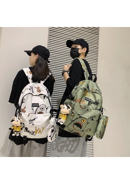 Kişiselleştirilmiş Grafiti Büyük Kapasiteli Gençlik Okul Çantası Öğrenci Okula Dönüş Malzemeleri (Yurt Dışından) modelleri