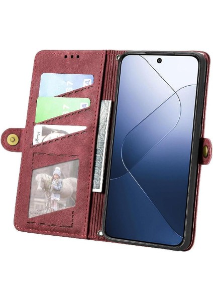 Xiaomi 14T Pro Için Flip Case Cüzdan Kapak Çevirin Deri Kılıf Basit (Yurt Dışından) modelleri