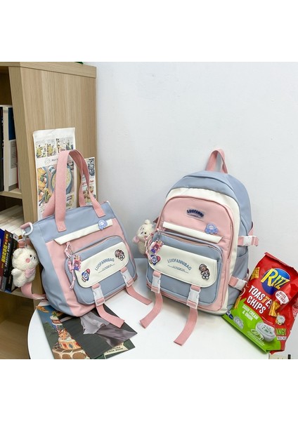 Karikatür Öğrenci El Çantası ve Okul Çantası Seti (Yurt Dışından)