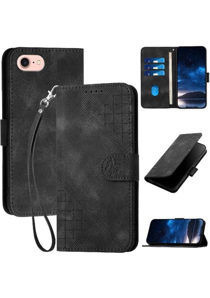 IPhone Se 2020/SE 2022 Için Flip Case ve Kredi Kartı Yuvası ile Kabartmalı (Yurt Dışından)