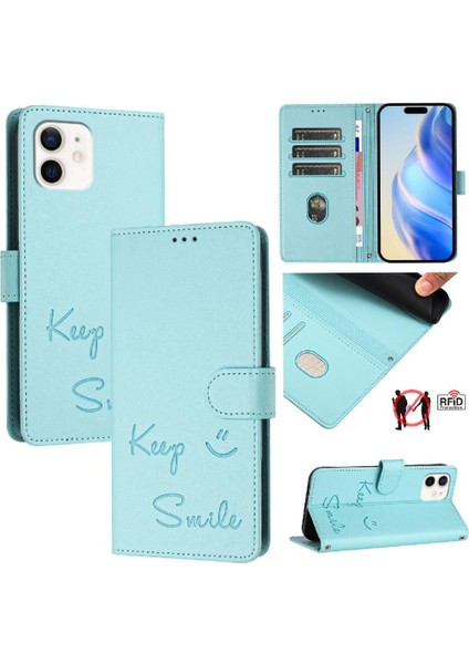 IPhone 12 Için Kılıf Mini Kart Tutucu Cüzdan Kapak Çevirin Rfıd Engelleme Pu (Yurt Dışından)