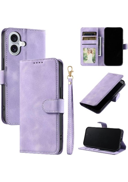 IPhone 16 Için Flip Case Artı Pu Deri Manyetik Cüzdan Kart Yuvaları Bilek (Yurt Dışından)