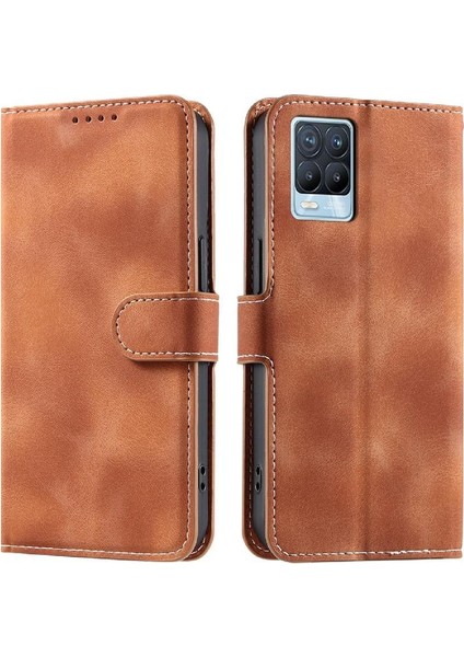 Realme 8 4g Manyetik Bilek Kayışı Için Flip Case Kickstand Cüzdan Kart Yuvaları (Yurt Dışından)