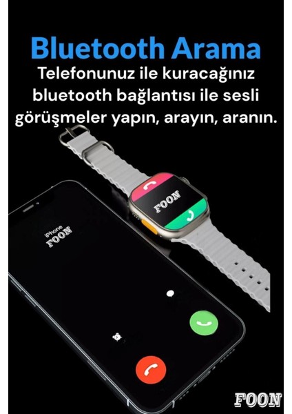 Resmi Distribütör Garantili 45MM 2.05 Inch Hd Ekran Ios ve Android Uyumlu Akıllı Saat Kordon Kilitl